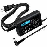 AC adapter charger with attached power cable and DC barrel plug, black