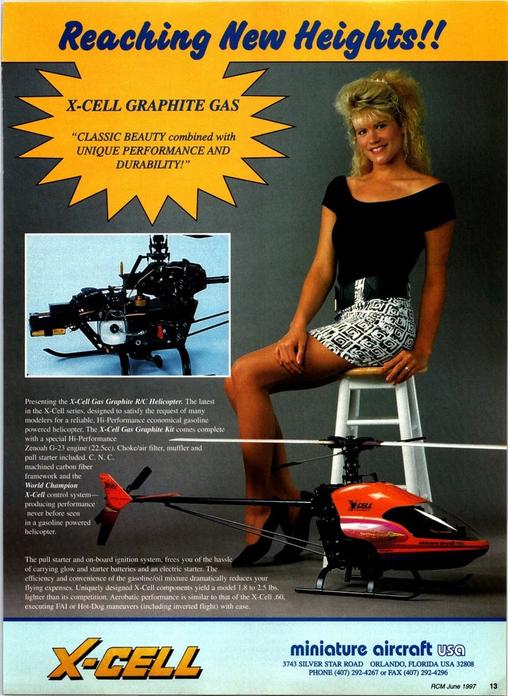 RC helicopter wall art poster with model figure and text, featuring a red helicopter