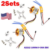 RC brushless motor with ESC wiring and mounting hardware, multi-piece set
