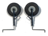 RC rubber wheel landing gear set with two 2-inch wheels and metal mounting struts