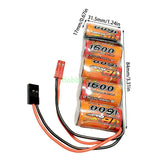 6V 1600mAh NiMH straight battery pack for RC receiver, orange wires, small plug