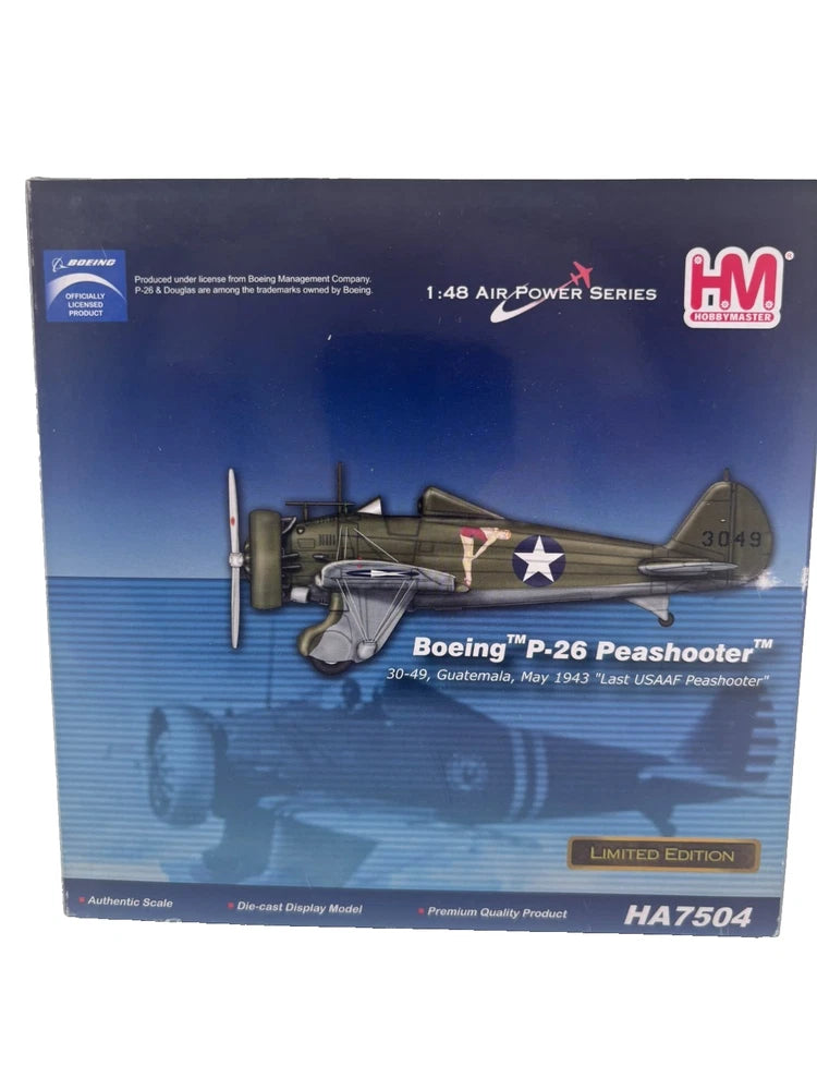 1/48 Boeing P-26 Peashooter model kit box with airplane artwork, HM Limited Edition