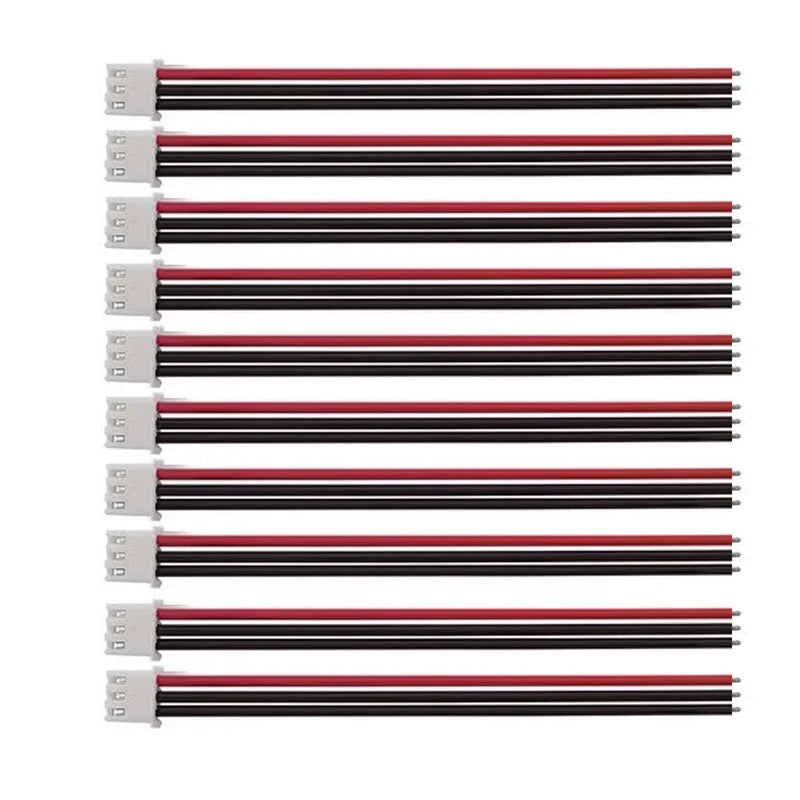 10pcs JST-XH 2S 7.4v LiPo Balance Plug Extension Cable Battery 100mm, Red Battery