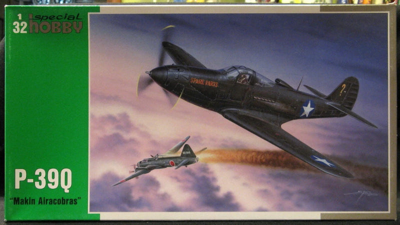 Black P-39Q Airacobra model kit box art with two planes in flight