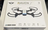 Foldable GPS Wi‑Fi drone package with Raven 2 printed and drone illustration