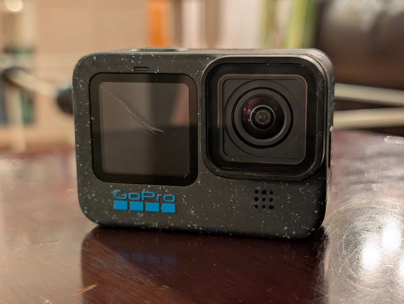 GoPro HERO12 Black 5K action camera with front lens and small touchscreen