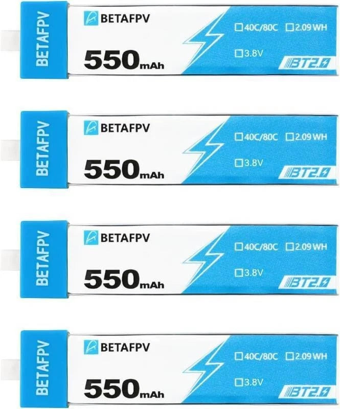 BETAFPV 4pcs BT2.0 550mAh 1S Battery 3.8V 40C/80C Lipo Battery with BT2.0 Connec Battery