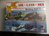 Air Land Sea hobby gift set box with plastic model kits, incl. helicopter and boat