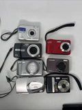 7 Digital Cameras Kodak Samsung,Polaroid, Panasonic Dmc-Tz1 Olympus Parts(Read !
