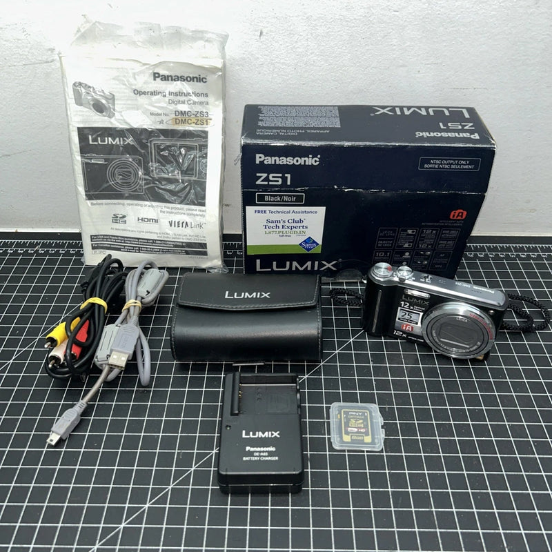 Lumix DMC-ZS1 Panasonic Camera 10.1MP 12x Zoom Battery, Box & Charger Black