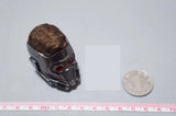 1/6 head sculpt model with armored dark face and brown hair, with scale