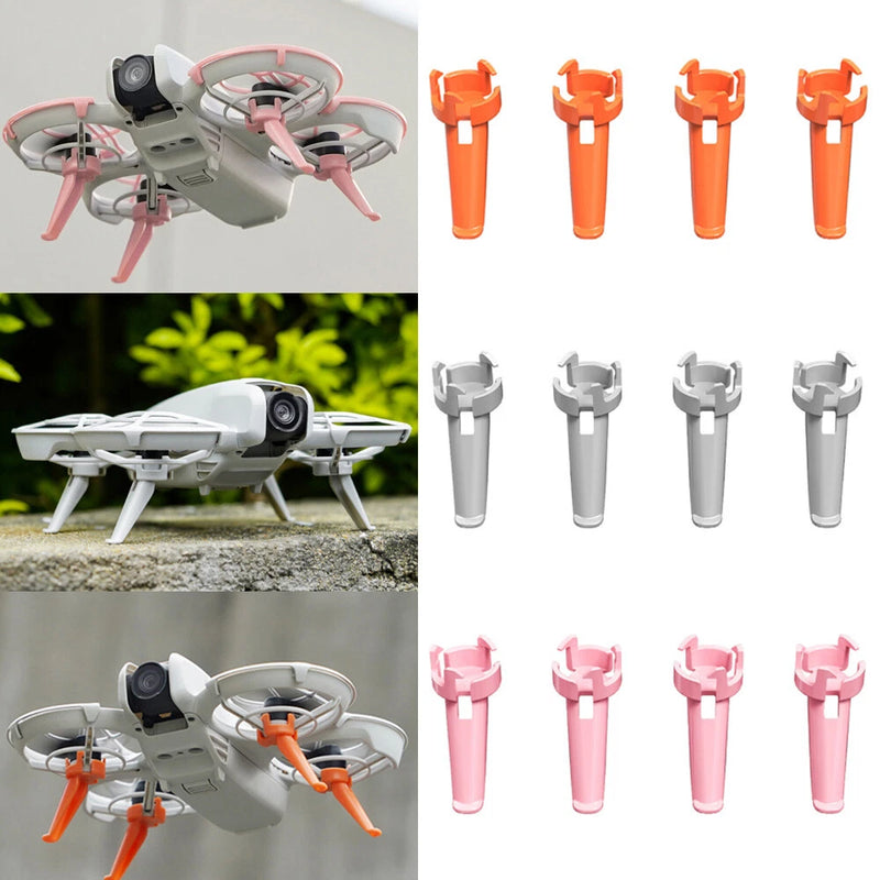 Heightened extend landing gear legs for drone, with orange and white mounts