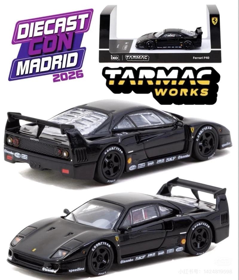 Tarmac Works 1/64 for F40 Black CoolCarShow Limited Diecast Toys Model Car Gifts