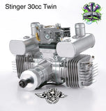 STINGER 30cc Twin Gas Two Stroke RC Model Airplane Engine. RCGF, Hobby Bolts.