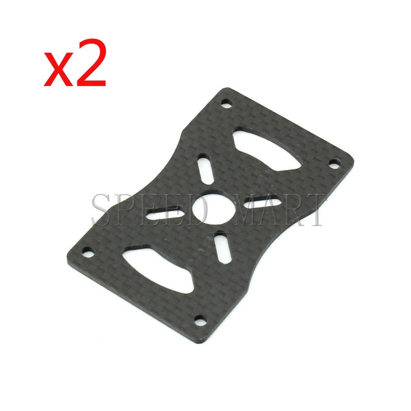 Dark 3K carbon fiber motor mount plate with cutouts and mounting holes for 25mm arms