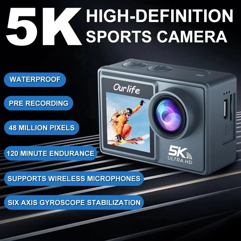 Ourlife MTR40 5K Action Camera 2" IPS Touch Screen 5X Zoom Action Cam 170?? 30M T