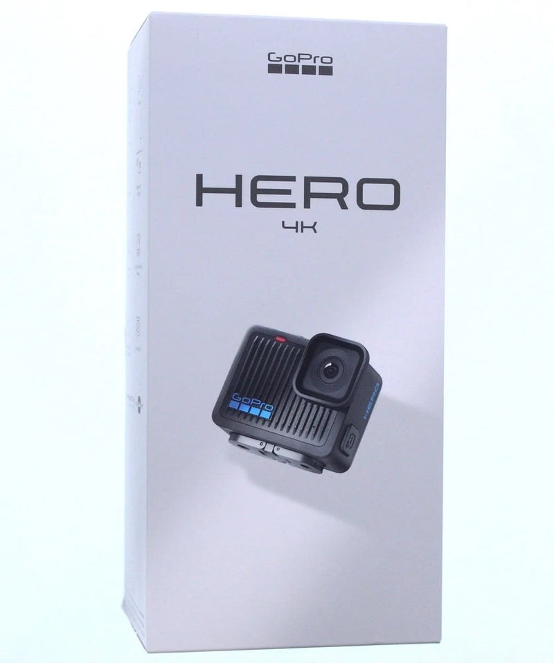 GoPro HERO 4K action camera box with black camera shown