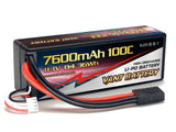 LiPo battery pack with black/red leads and plug connector