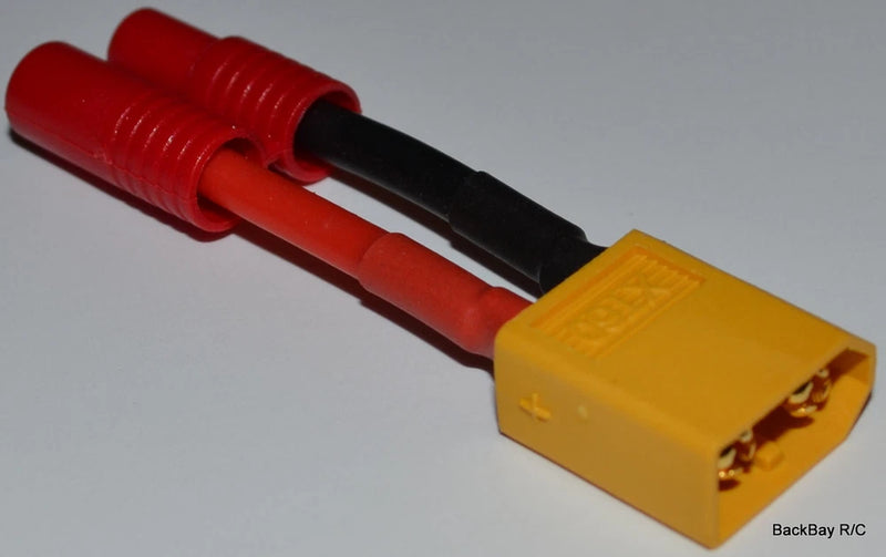 Super Tigre Adapter: Female 3.5MM Bullets to Male XT60 (Turnigy) w/ 2.5CM 14awg Converter
