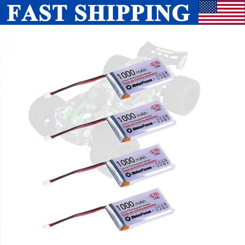 4X 1000mAh 3.7V Rechargable Lithium Lipo Battery Packs With Micro JST 1.25 Plug Battery