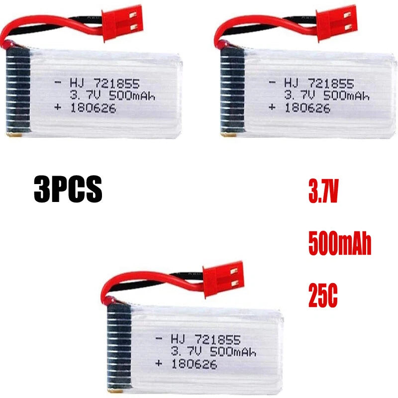 3pcs Lipo Battery 3.7V 500mAh RC Drones UDI U817 U817C U817A U818A WLtoys V959