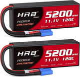 HRB 2packs 3S Lipo Battery with EC5 Plug 5200mAh 11.1V 120C Hardcase For Car