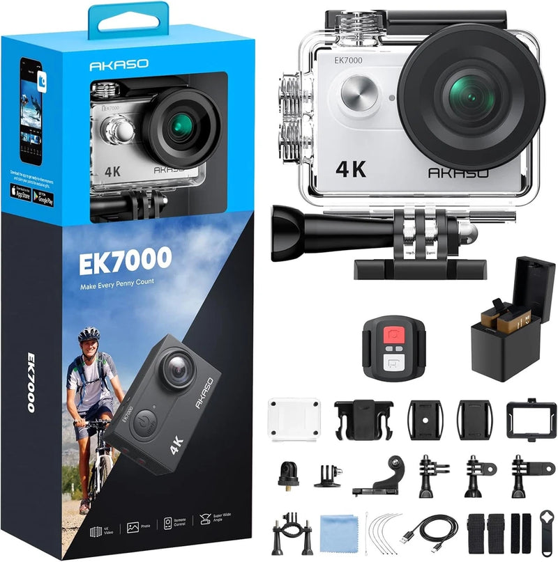 4K WiFi Action Camera 20MP Waterproof Ultra HD EIS Remote