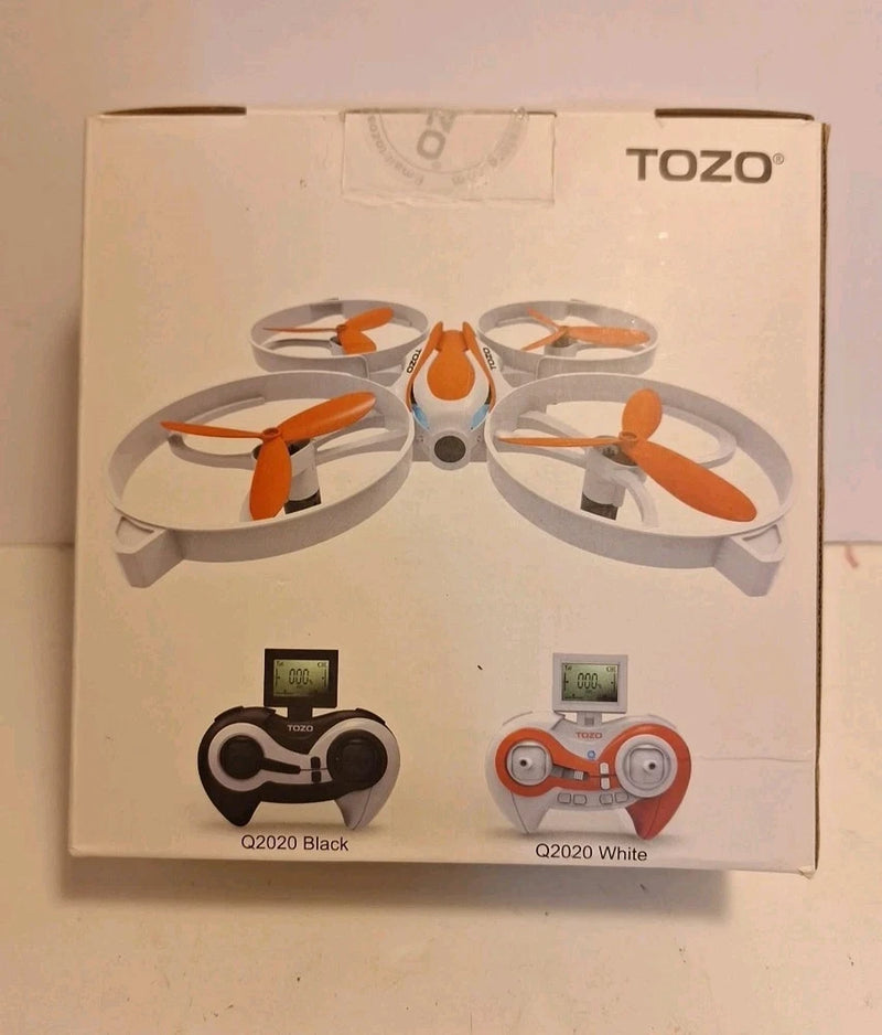 Tozo Q2020 drone box with quadcopter and two remote controllers, orange propellers