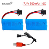 7.4v 700mAh Lipo battery SM-4P For MN45 WPL D12 RC Car Boat Gun Speedboat 14500