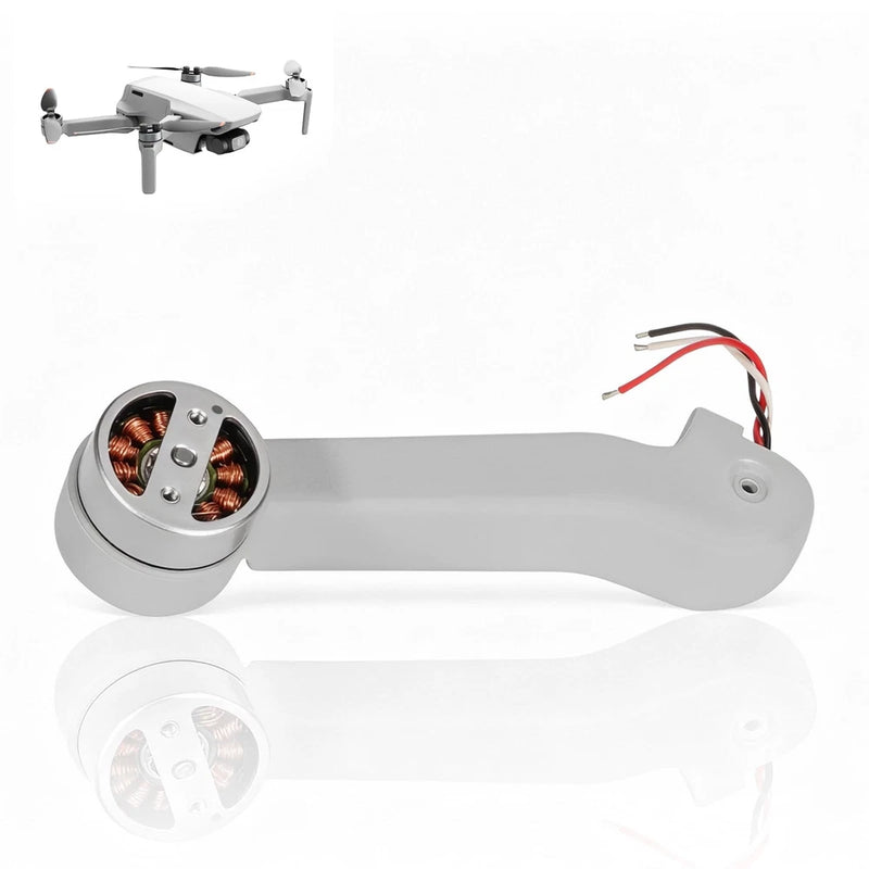 Gray drone motor arm assembly with copper motor coil and red/black wires