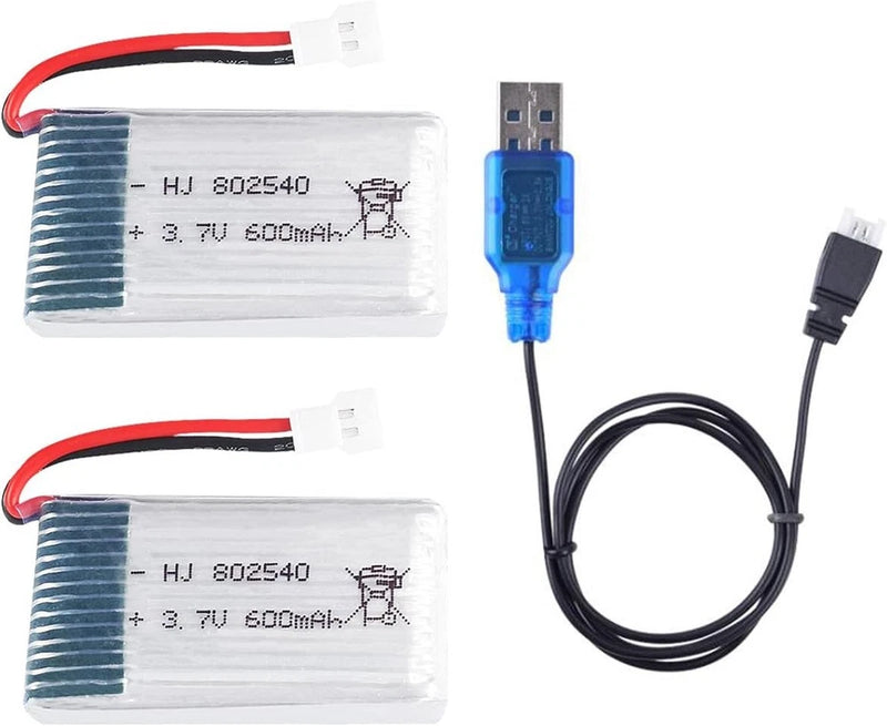 LiPo battery pack with USB charging cable, two 802540 cells