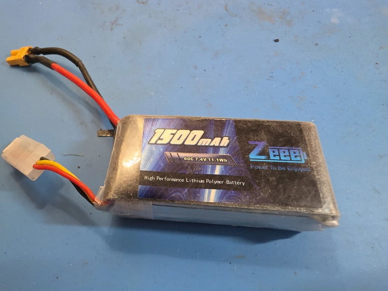 Zeee 2S Lipo Battery 1500mAh 7.4V 60C for RC Car, FPV Drone, Quad Heli Pack of 2 Battery
