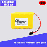 6V 600mAh Ni-Cd AA rechargeable battery pack with red/black wiring and connector