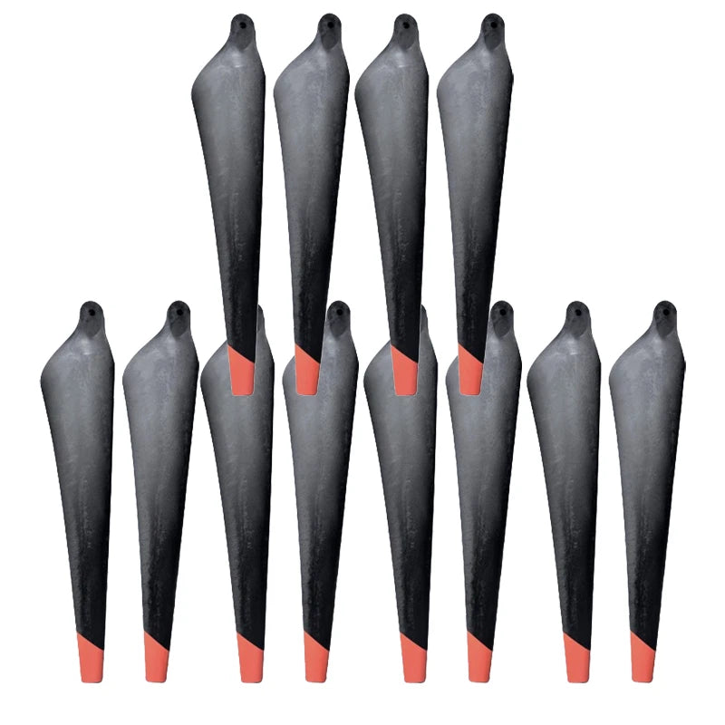 12-pack drone propeller blades, dark gray with red accent bands, CW/CCW