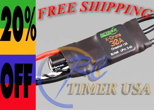 30A mini ESC with BLHeli label and multi-wire connector, RCTimer