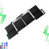 Black laptop battery pack with connectors and barcode label, rectangular cells