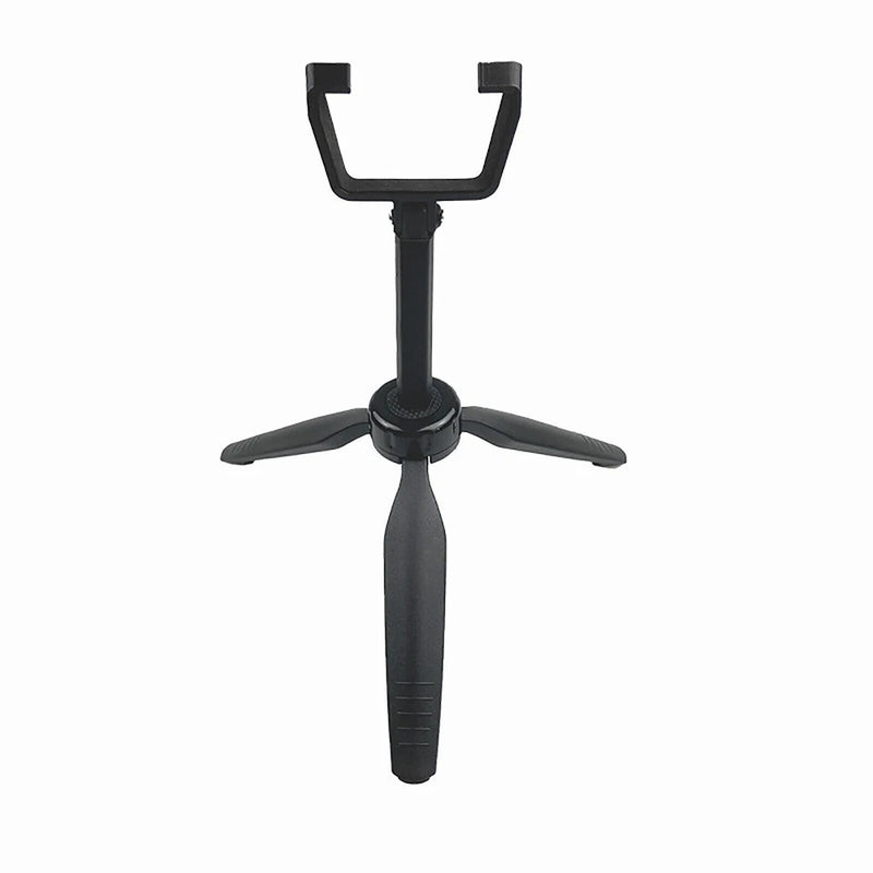 Drone display stand bracket with three-leg base, central pole, and top U-shaped mount