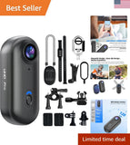 64G Body Camera 4K, POV Pro 4K,Wearable Camera with 360??Rotatable Clip & Ma