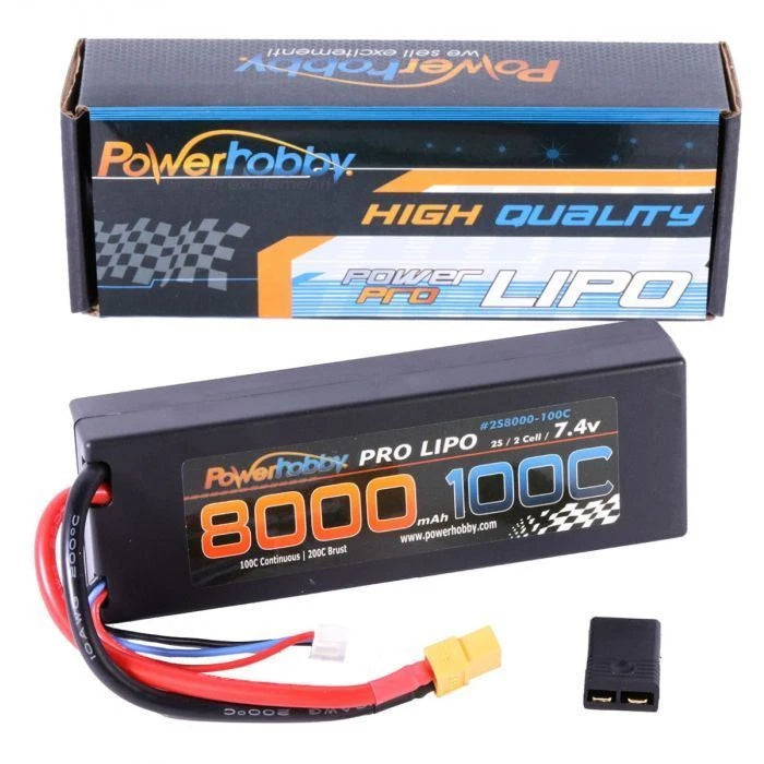 2S 7.4V 8000mAh 100C-200C LiPo Battery with Hardwired XT60 Plug & HC Adapter Battery