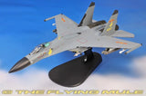 Gray 1:72 J-11A Flanker model fighter jet on black display stand