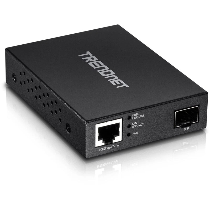 TRENDnet TFC PGSFP Gigabit PoE Fiber Media Converter 100 1000BASE SFP Compati...
