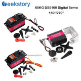 60KG digital metal gear servo with mounting bracket and link horns, screws, and arms