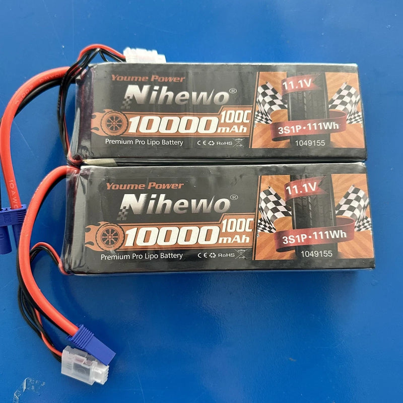 2pcs OPEN BOX 3S Lipo Battery 11.1V 10000mAh 100C RC Battery Soft Case EC5 Plug