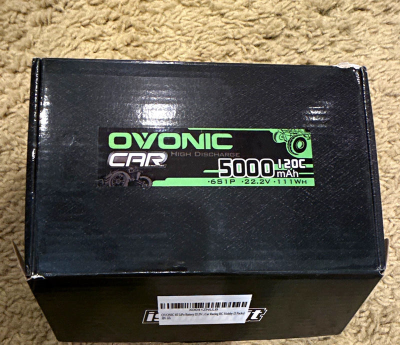 Ovonic 6S LiPo RC Battery Packs 5000mAh 22.2V for 1:10 RC Car (2) Battery