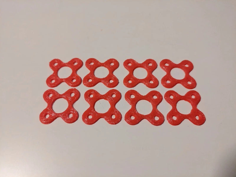 Red TPU 3D-printed motor soft mounts, set of 8, with circular openings
