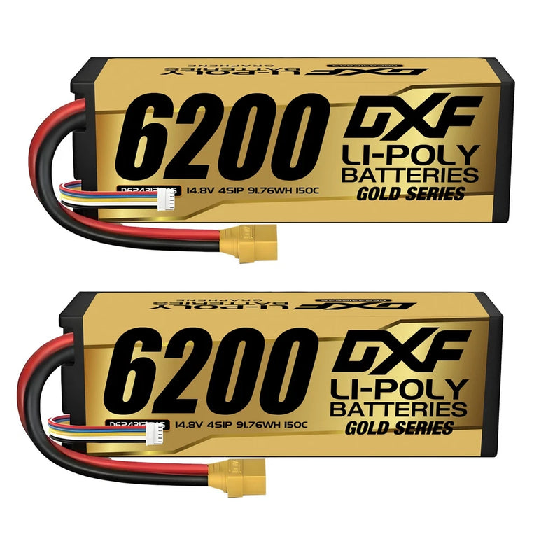 DXF 2PCS Performa Racing Graphene  Lipo 6200 14.8V 150C Battery GOLDEN XT90