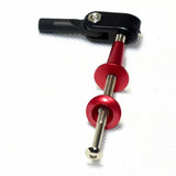 RC adjustable control horn assembly with red horns, black mount, and threaded rods