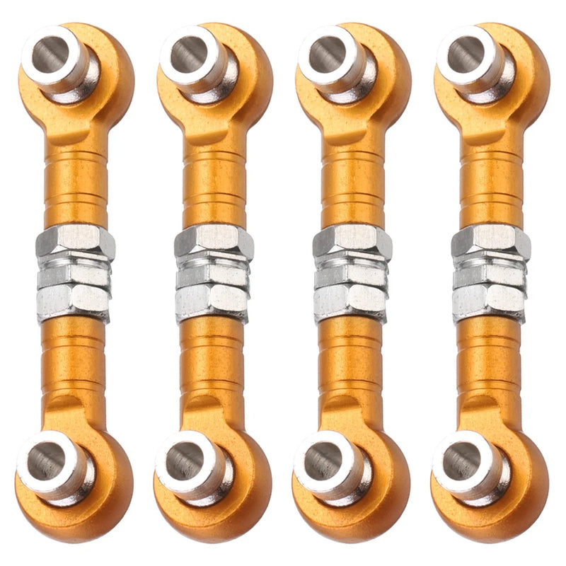 4Pcs Steering Servo Rod RC Aluminum Linkages for HSP 1/10 94123 RC Car(Yellow)