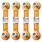 4Pcs Steering Servo Rod RC Aluminum Linkages for HSP 1/10 94123 RC Car(Yellow)