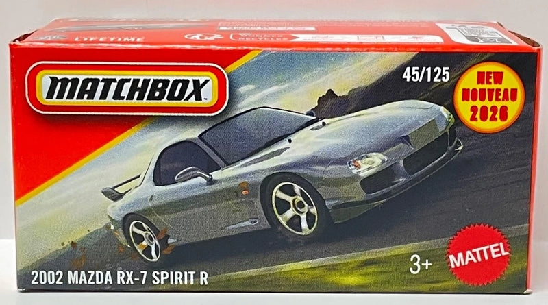Matchbox 2002 Mazda RX-7 Spirit R Power Grabs | #45 Diecast 1:64 Gray Model 2026